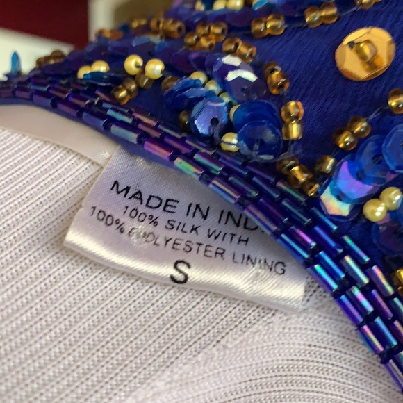Night Vogue Cobalt Blue Sequined Jacket - Picture 6 of 7